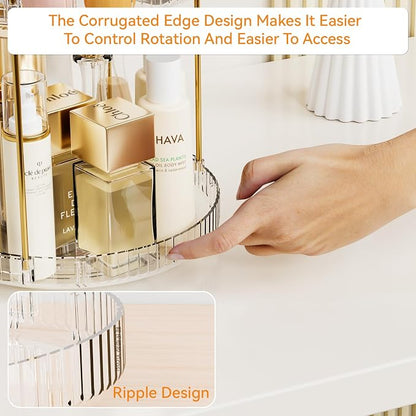 Yieach Acrylic 360 Rotating Makeup Organizer and Perfume Organizer,3 Tier Make Up Holder and Acrylic Skincare Organizers for Countertop,Vanity,Bathroom,Clear Spinning Beauty Organizer for Face Product