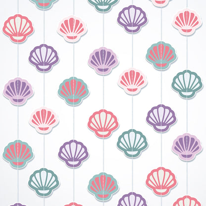 KatchOn, Seashell Banner Garland - 6.5 Feet, 8 Strings | Seashell Under The Sea garland, Under The Sea Party Decorations | Mermaid Garland, Mermaid Birthday Decorations, Ocean Themed Party Decorations