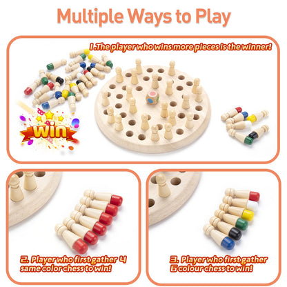 Wooden Memory Chess Matching Game: Large Family Board Games for Kids and Adults, Montessori Preschool Learning Educational Toy, Birthday Gift for Age 3 4 5 6 7 8+ Boy Girl