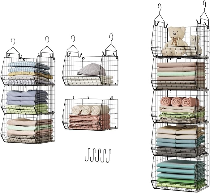 5 Tier Closet Hanging Organizer, Clothes Hanging Shelves
