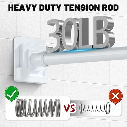UIOSANRT White Shower Curtain Rod 31-79 inches, Stainless Steel Shower Rod & Tension Rod, Adjustable Tension Shower Curtain Rod for Bathroom, Windows, Closet