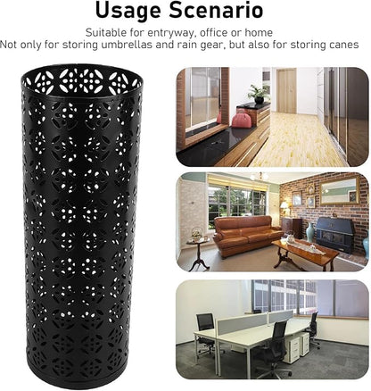 Round Umbrella Organizer Bin, Freestanding Metal Umbrella Holder Umbrella Stand Rack for Entryway, Canes Walking Sticks Holder Rain Collection for Home, Office (Large)