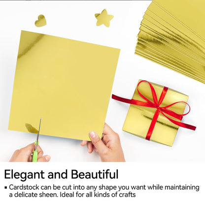 30 Sheets Metallic Gold Cardstock Paper - A4 Size (250gsm), Mirror Finish Gold Foil Board for Crafting, Invitations, and Decorations - Die Cut and Plotter Compatible