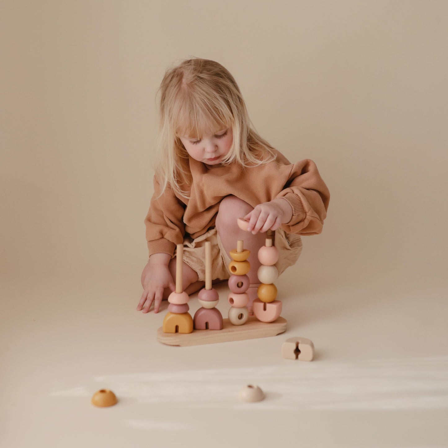 mushie Wooden Multi Shape Stacker | for Kids 3 Years+ | Preschool Educational & Toddler Montessori Toys (Original)