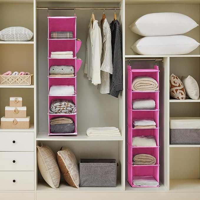 YOUDENOVA Hanging Closet Organizer and Storage, 6-Shelf Closet Hanging Storage