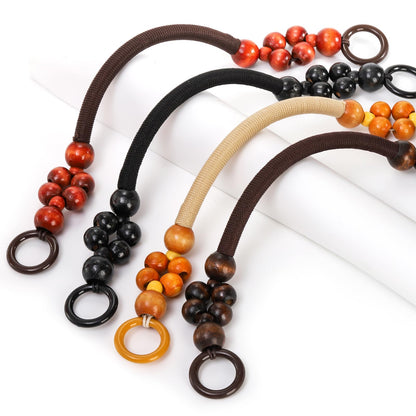 Jucoan 8 PCS Wooden Beaded Purse Handles, 4 Colors Rustic Bead Purse Strap Handles Replacement, 18.5 Inch Nylon Bag Handles with Beads and Rope for Summer Beach Bag Macrame Crochet Bag DIY Supplies