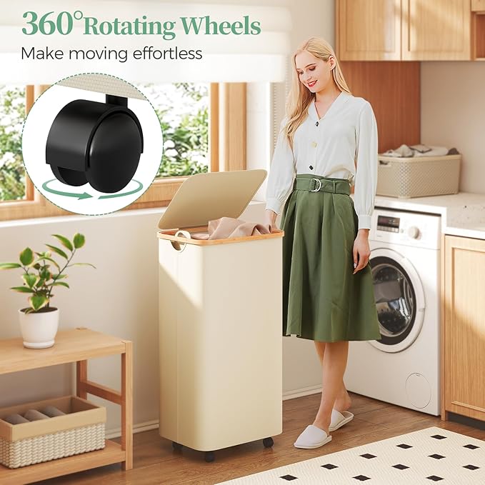 Yecaye 100L Large Capacity Laundry Hamper – Foldable Rolling Laundry Basket