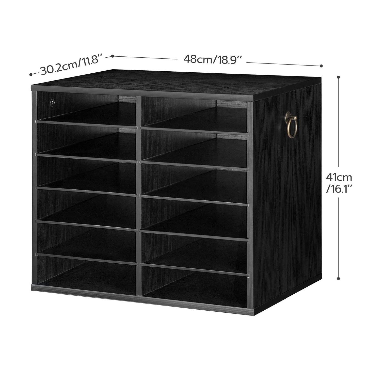 HOOBRO Literature Organizer and Bookshelf Bundle, 12 Compartments Office Mailbox with Adjustable Shelves, 5-Tier Industrial Bookcase for Home, Office, Black BK12WF01-BB73SJ01