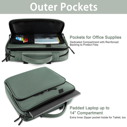 Zipper Binder Bag, 2-inch 3-Rings with Multiple Pockets File Folder - 500 Sheet Capacity, Up to 14‘’ Laptop and Tablet, Detachable Backpack Straps & Shoulder Use for School