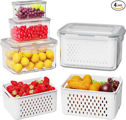 4 Pcs Fruit Storage Containers for Fridge