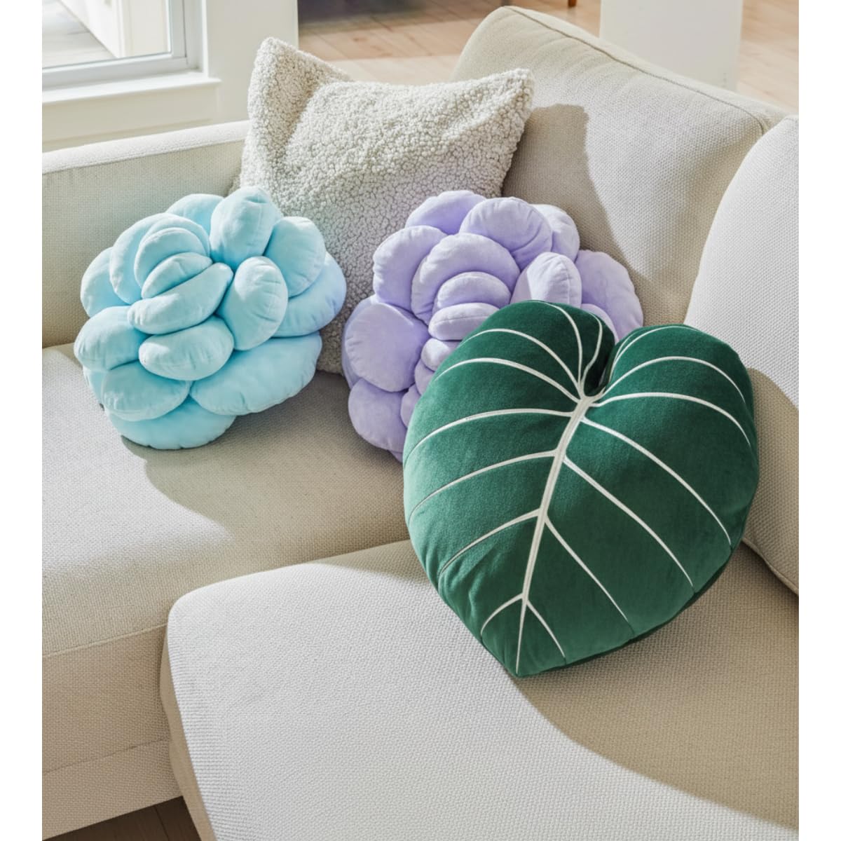 Green Philosophy Co. Monstera Leaf Pillow - Mossy Earth - Large Soft Plant-Shaped Plush Cushion for Couch, Bed, or Reading Nook - Cute & Unique Nature-Inspired Decor Super Soft & Cuddly Throw Pillow
