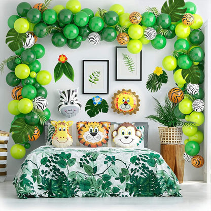 WEISPARK 105Pack Artificial Palm Leaves Hibiscus Flowers Tropical Party Decorations Supplies - 7 Kinds Fake Monstera Leaf for Safari Jungle Hawaiian Birthday Luau Party Theme Table Decor
