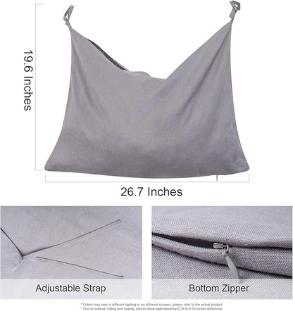 Hanging Linen Laundry Bag, 100% Pure Flax Linen Over The Door Hamper