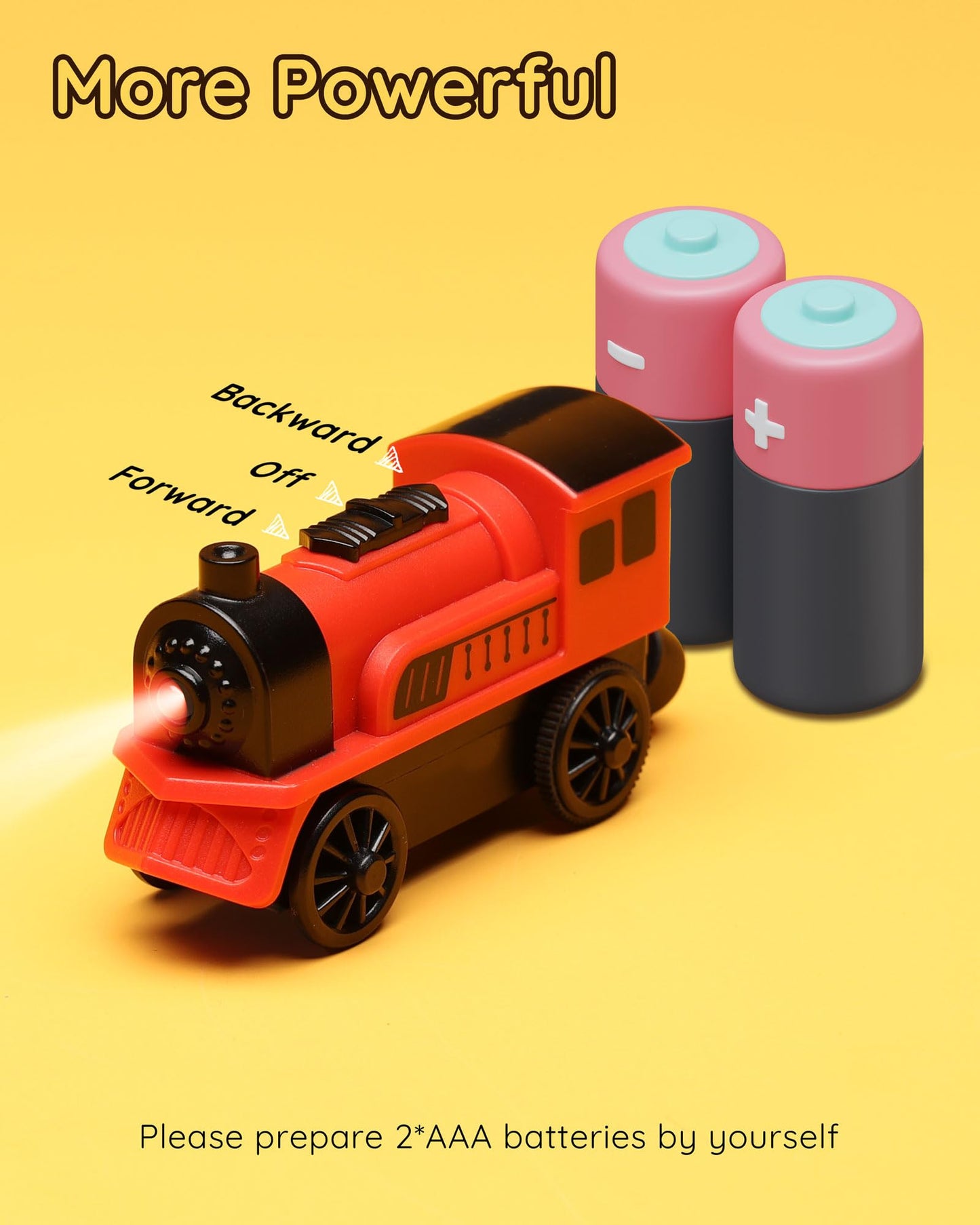 SainSmart Jr. Wooden Train Set Accessories, 2 PCS Motorized Train for Toddlers with Magnetic Connection, Battery Operated Train Compatible with All Major Brands, Gift for Kids Aged 3+