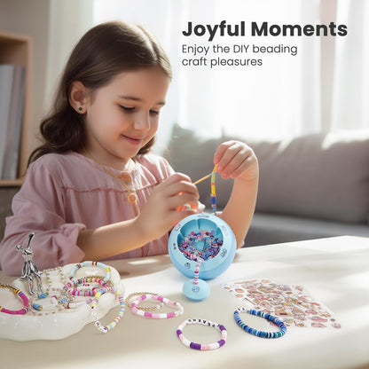 Tilhumt Bead Spinner for Jewelry Making, Clay Beads Spinner for Necklaces Maker, Electric Bead Spinners Bracelet Maker Machine with Beginner Friendly Positioning Mat, Gift for Craft Lovers, Blue