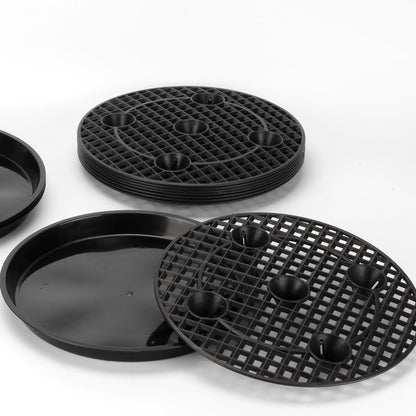 KVMORZE 12 Pack 8 In Plant Saucer Stand Set, Heavy Duty Plant Drip Trays with Elevated Plant Saucer Pot Base with Drainage Hole, Flower Pot Tray Plant Pot Container Accessories for Indoor Outdoor