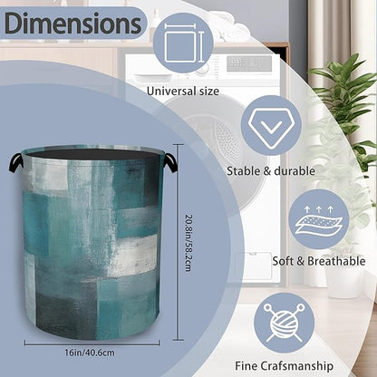 Blue Gray Modern Laundry Basket, Art Foldable