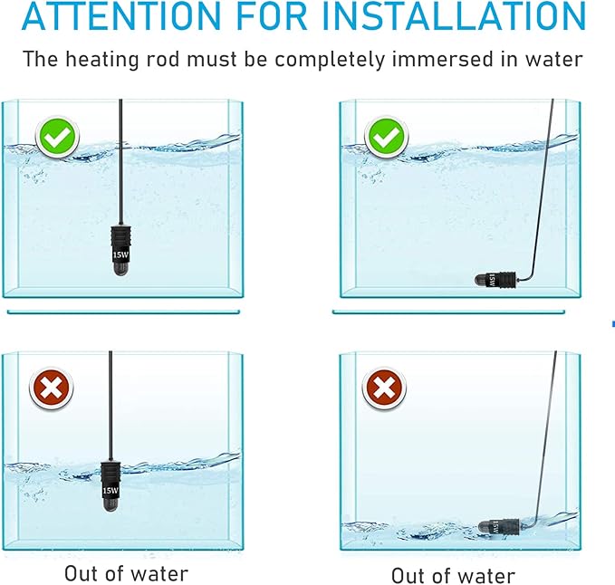 YukiHalu Super Mini Aquarium Heater, 10W 20W 30W Adjustable Fish Tank Heater with External Controller, Overheating Protection, Digital Display, Used for 0.5-3 Gallons(20 watts)