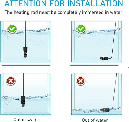 YukiHalu Super Mini Aquarium Heater, 10W 20W 30W Adjustable Fish Tank Heater with External Controller, Overheating Protection, Digital Display, Used for 0.5-3 Gallons(10 watts)