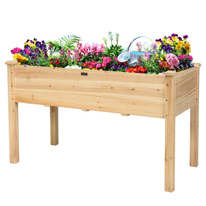 Giantex Raised Garden Bed, Wood Planter Box with Legs, Drain Holes, Elevated Garden Bed for Vegetables, Standing Garden Container Planter Raised Beds for Backyard, Patio, 49" Lx23 Wx30 H