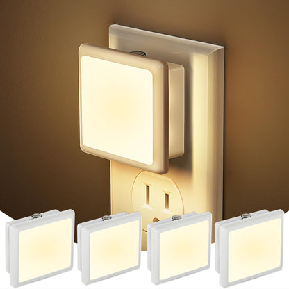 JandCase Night Lights Plug into Wall 2 Pack, Plug in Night Light with Dusk-to-Dawn Light Sensor, 3000K Soft White 0.3W, LED Nightlight for Bathroom, Adult, Hallway