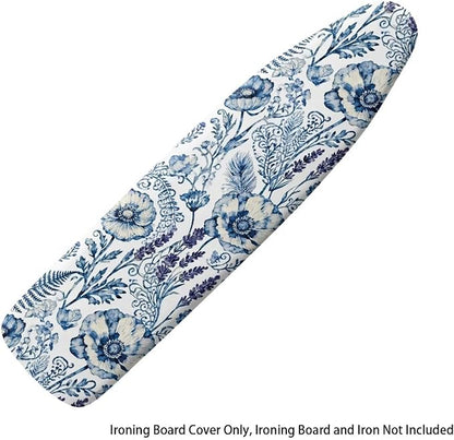 Blue Floral Print Ironing Board Cover Heavy Duty Thick Padding Iron Board