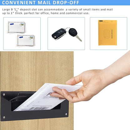 Durabox Through The Wall Drop Chute – Adjustable Two Piece Steel Deposit Drop Slot for Documents, Letters, Payments and Other Non-Bulky Items and Mail D100 (Black)
