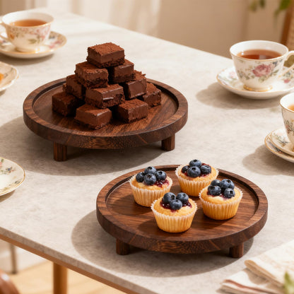 Zoketriton 6 Pcs Wooden Risers Display Stands Rustic Wood Cake Cupcake Stands for Party Round Food Risers Buffet Wooden Holder Rustic Riser for Buffet Display Home Wedding Party Decor