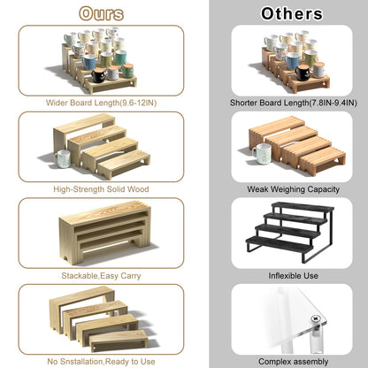 2 Set Wooden Tiered Risers Display Stands for Vendor Events,Stackable Wood Cupcake Display Stand,Farmhouse Decor Wood Dessert Table Display Set,Vendor Booth Display Items,Food Display Risers for Party