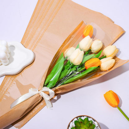 50Pcs Flower Wrapping Bags Kraft Paper with Ribbon Floral Packing Sleeves Bouquet Bags Clear Flower Wrapping Sleeves for Wedding Birthday Graduation Anniversary Mothers Day Gift, 9.8x3.9x17.9 Inch