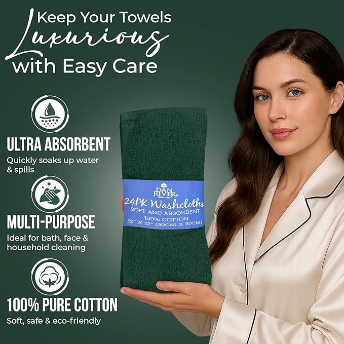 DAN RIVER 24 Pack Wash Cloths for Showering