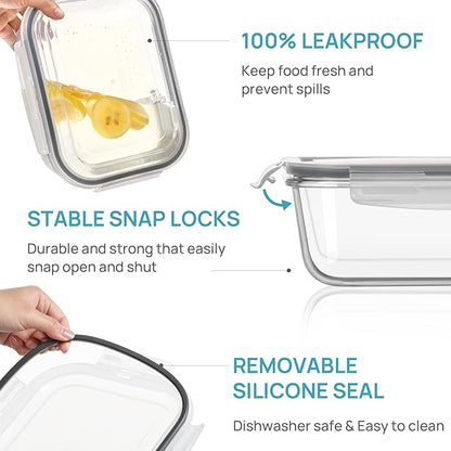 Vtopmart 2Pack 2260ml/ 76.4oz Large Glass Storage Containers
