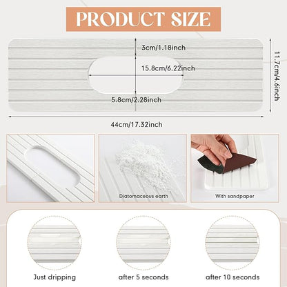 an Oval Hole White Faucet Mat for Kitchen Sink Bathroom 17.32" x 4.6" Kitchen