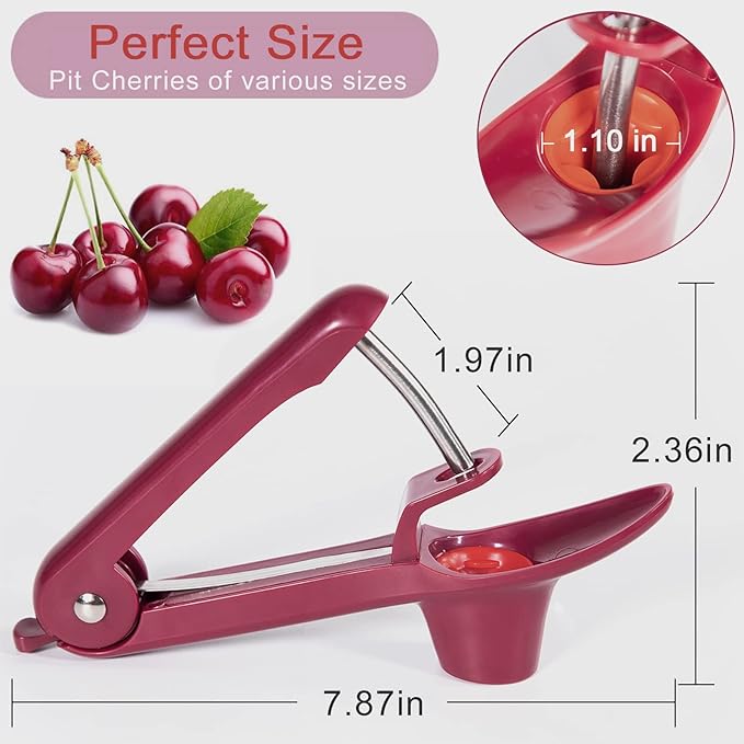 Cherry Pitter Tool Pit Remover, Cherry Core Remover Tool with Space-Saving Lock Design, Heavy-Duty Cherry Seed Remover for Kids/Making Cherry Jam