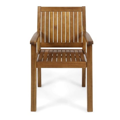 Christopher Knight Home Teague Outdoor Acacia Wood Dining Chairs (Set of 2), Teak Finish