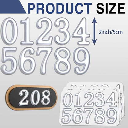 opasyo 30 Pieces Mailbox Numbers for Outside 2 inch 0-9 Self-Adhesive Mail Box Numbers,3D Gold House Numbers for Mailbox, Apartment, House, Trash Bins,Office Hotel Room (All silver, 2inch)