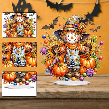 LAKEQUILL 5D Tabletop Diamond Art Kit - Scarecrow Stand Up Desktop Decor for Adults, DIY Diamond Art Painting Craft Kit for Home Office Decoration