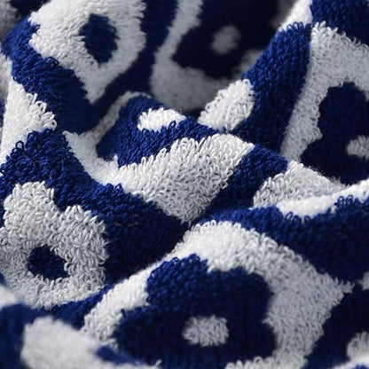 Jacquotha Cotton Hand Towels Navy Checkered Floral