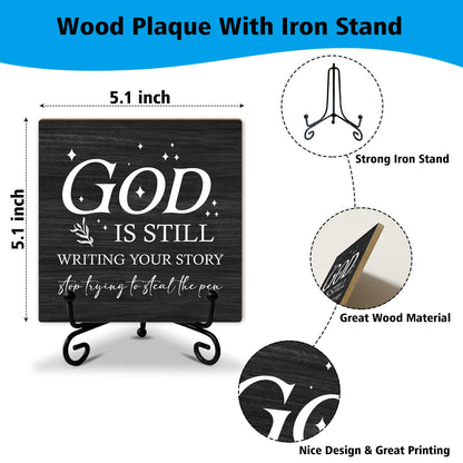 Christian Home Desk Decor Bible Verses Religious Gifts for Women Men Christian Sign Desk God Decor for Office Home Shelf Prayer Room Table Centerpiece Wood Sign Plaque with Stand -47