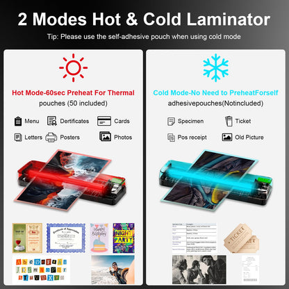 A3 Laminator Machine 13 Inch Thermal Cold 10-in-1 Auto Feed Laminator with 50 Sheets, Paper Trimmer, Corner Rounder, Fast Warm Up Jam-Proof for Home Office School Documents Photos (Black)