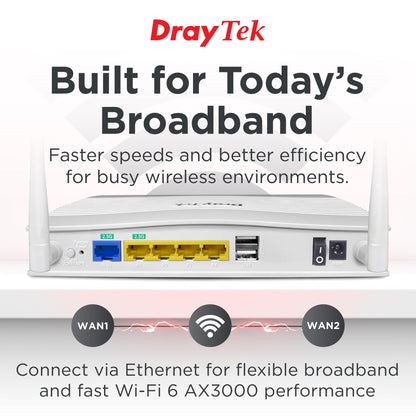 DrayTek Vigor 2136ax Multi-Gigabit Ethernet Router with Wi-Fi 6 AX3000 Wireless, VPN and Fast 2.5GbE Interfaces