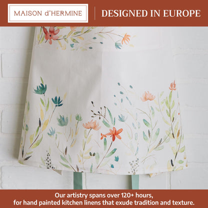 Maison d' Hermine Apron for women with Pocket 100% Cotton 27.50"x31.50" 1 Piece Adjustable Neck Strap & long ties Apron Men, Chef, Wedding, Cooking, Gardening, Server Spring/Summer (Colmar)