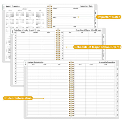 2026-2027 Teacher Planner, Lesson Planner from August 2026 - July 2027, Teacher Lesson Planner Book 2026-2027 for Teacher Class Schedule, Student Info & Weekly Planning, 8" x 10", Crushed Flower