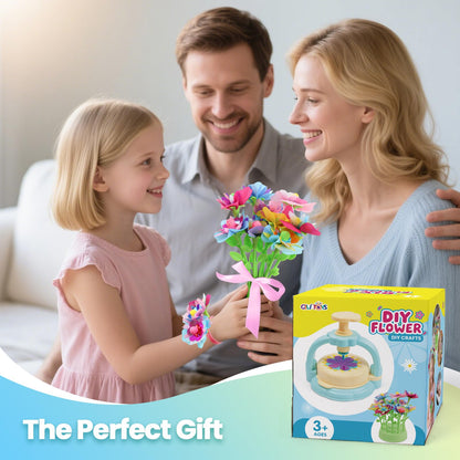 Flower Craft Kit for Kids Ages 4-8 – DIY Fabric Bouquet Toy for Girls and Boys – No Glue Reusable STEM Gift – Make 32+ Flowers – Birthday Arts & Crafts Activity