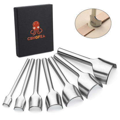 CBHGFEA 7 PCS Leather Corner Punch, Half-Round Cutter Leather Tools, Corner Cutter, 10-40 mm Half Depth Round Cutter Punch Set for Crafting Strap Belt, Wallet, Bag and DIY Leathercraft Projcts