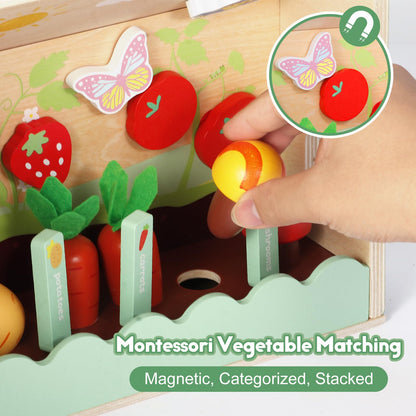 SIMPLIPLAY Montessori Wooden Garden Toys, 45pcs Wooden Dollhouse Kit