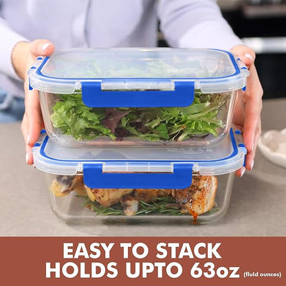 Razab 4 Pcs 1860ml / 63 Oz Large Glass Food Storage Containers