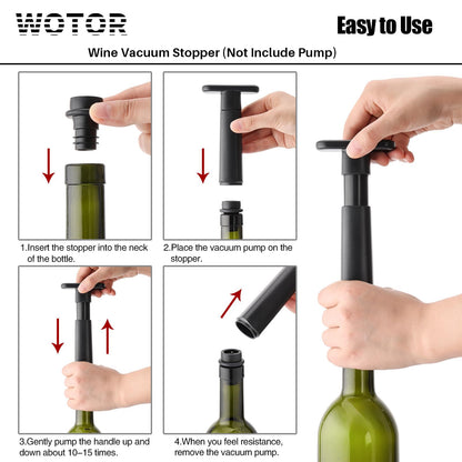 WOTOR Wine Stoppers - Vacuum Wine Saver, Preserver & Sealer (Black, 24 Pieces)