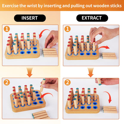 YiePhiot Wooden Pegboard for Occupational Therapy, Occupational Therapy Tools, Peg Board, Hand Therapy Equipment Hand Therapy Peg Board to Improve Finger Dexterity