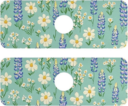 Kitchen Sink Splash Guard 2 PCS 14.7 Inch Sink Faucet Mat Splash Guard